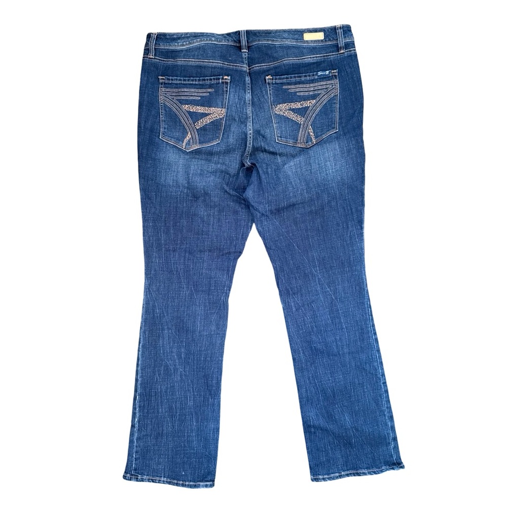 Y2k Seven Jeans Silver -pocket stitches ‘7’- medium wash stretchy denim size‎ 20 - Picture 2 of 5